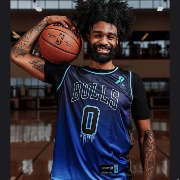 Chicago Bulls Coby White Players Edition Jersey Sub Zero Mental Health Jersey  L - Picture 1 of 8